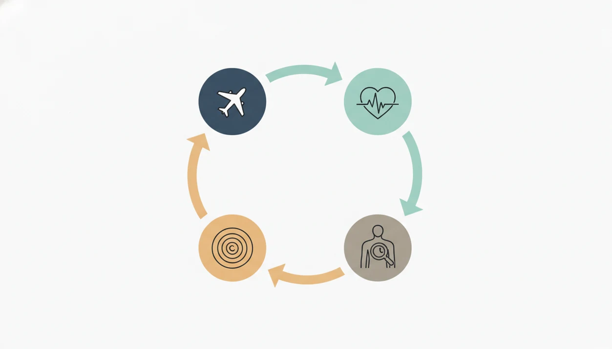 A simple unlabeled loop diagram shows how flight cues and body sensations can intensify panic.