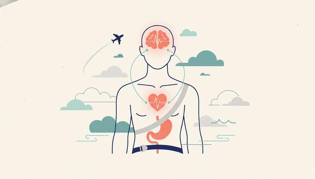A calm diagram shows brain, heart, and stomach connected to subtle flight cues.
